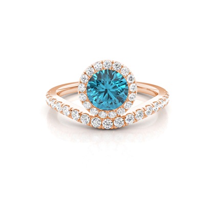 Bezel Setting Topaz Halo Engagement Ring