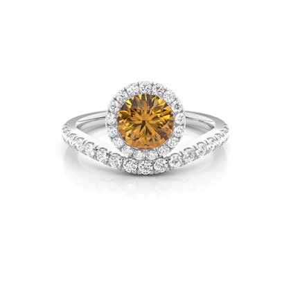 Bezel Setting Citrine Halo Engagement Ring