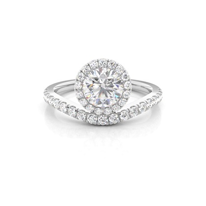 Bezel Set Moissanite Halo Engagement Ring