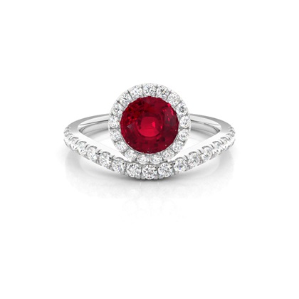 Bezel Setting Ruby Halo Engagement Ring