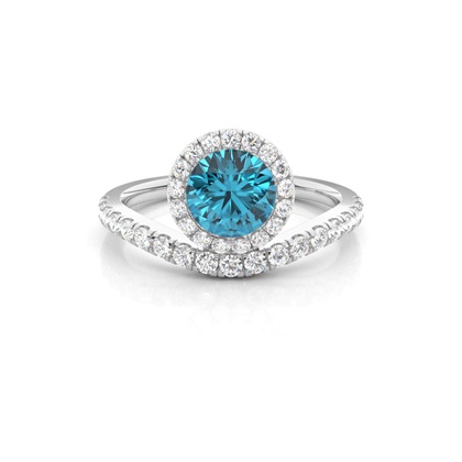 Bezel Setting Topaz Halo Engagement Ring