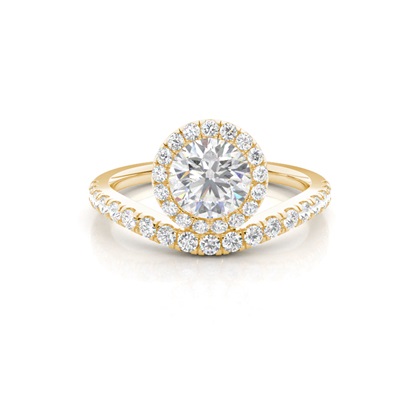 Bezel Set Moissanite Halo Engagement Ring