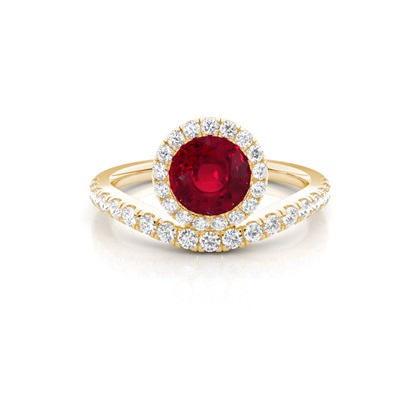 Bezel Setting Ruby Halo Engagement Ring