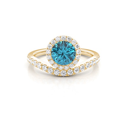 Bezel Setting Topaz Halo Engagement Ring