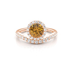 Bezel Setting Citrine Halo Engagement Ring