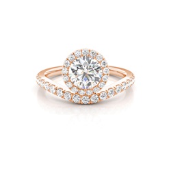 Bezel Set Diamond Halo Engagement Ring