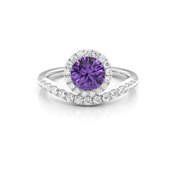 Lünette Fassung Amethyst Halo Verlobungsring