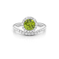 Lünette Fassung Peridot Halo Verlobungsring