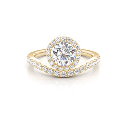 Bezel Set Diamond Halo Engagement Ring