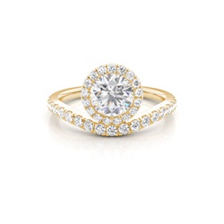 Bezel Set Moissanite Halo Engagement Ring