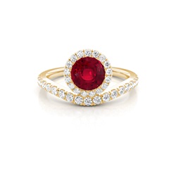 Bezel Setting Ruby Halo Engagement Ring