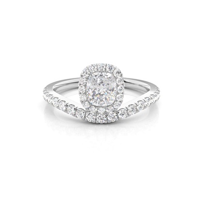 Bezel Set Moissanite Halo Engagement Ring