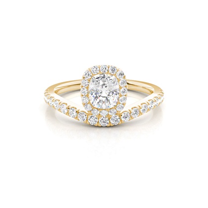 Bezel Set Diamond Halo Engagement Ring