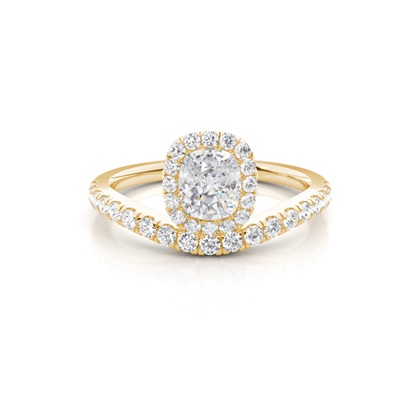 Bezel Set Moissanite Halo Engagement Ring