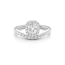 Bezel Set Diamond Halo Engagement Ring