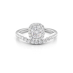 Bezel Set Moissanite Halo Engagement Ring