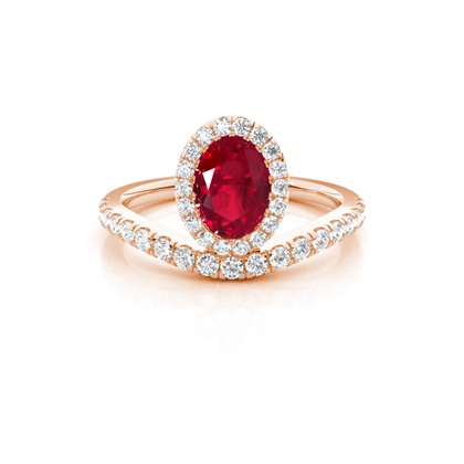 Bezel Setting Ruby Halo Engagement Ring