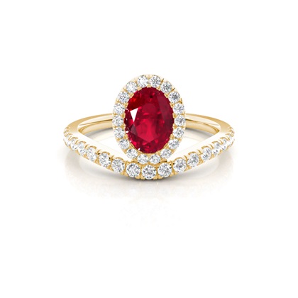 Bezel Setting Ruby Halo Engagement Ring
