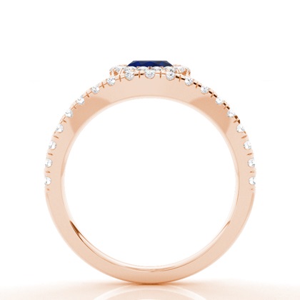 Blauer Saphir-Halo-Verlobungsring Mit Lünette In Fassung