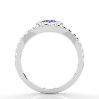 Lünette Fassung Amethyst Halo Verlobungsring