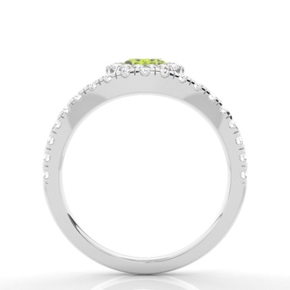 Lünette Fassung Peridot Halo Verlobungsring