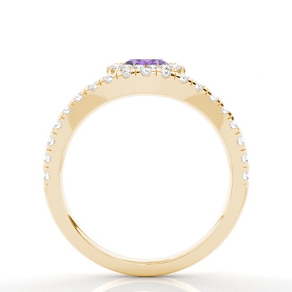 Lünette Fassung Amethyst Halo Verlobungsring