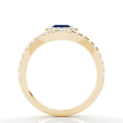 Blauer Saphir-Halo-Verlobungsring Mit Lünette In Fassung