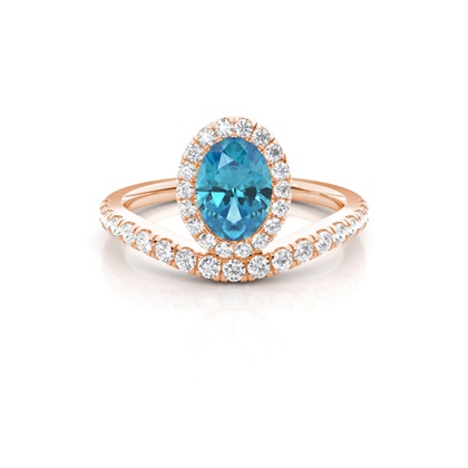Bezel Setting Topaz Halo Engagement Ring