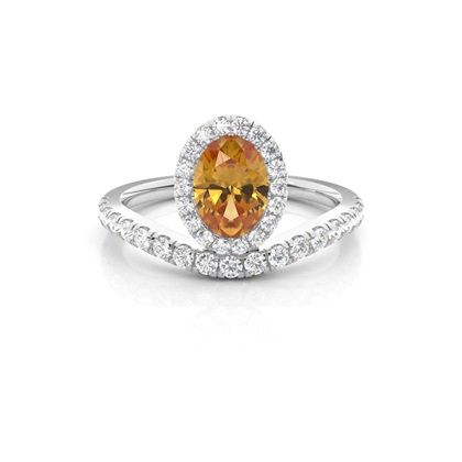 Bezel Setting Citrine Halo Engagement Ring