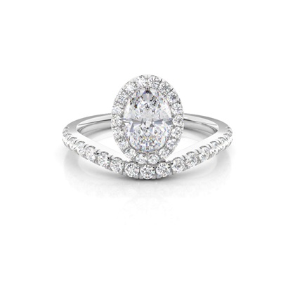 Bezel Set Moissanite Halo Engagement Ring