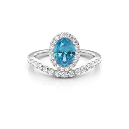 Bezel Setting Topaz Halo Engagement Ring