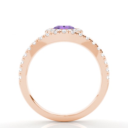 Lünette Fassung Amethyst Halo Verlobungsring
