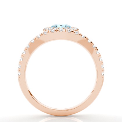 Aquamarin-Halo-Verlobungsring In Zargenfassung