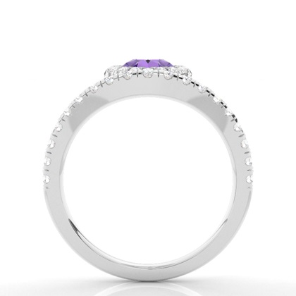Lünette Fassung Amethyst Halo Verlobungsring