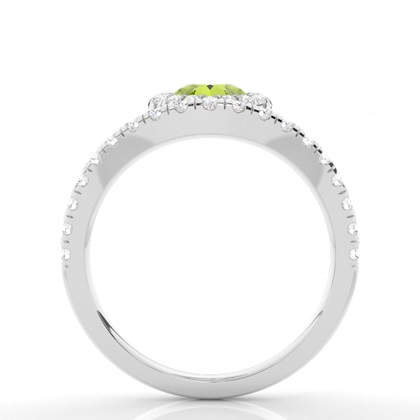 Lünette Fassung Peridot Halo Verlobungsring