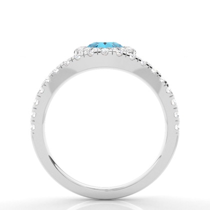 Lünette Fassung Topaz Halo Verlobungsring