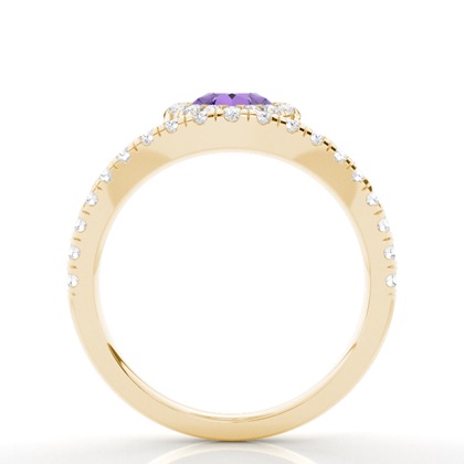 Lünette Fassung Amethyst Halo Verlobungsring