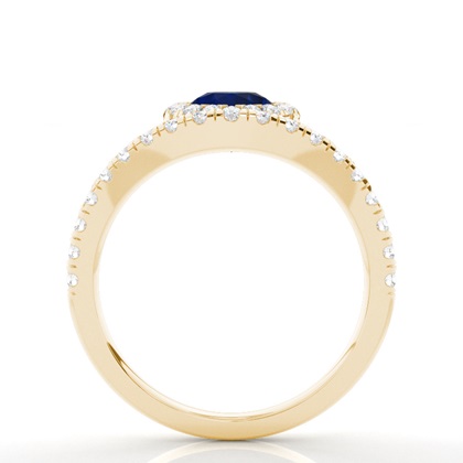 Blauer Saphir-Halo-Verlobungsring Mit Lünette In Fassung