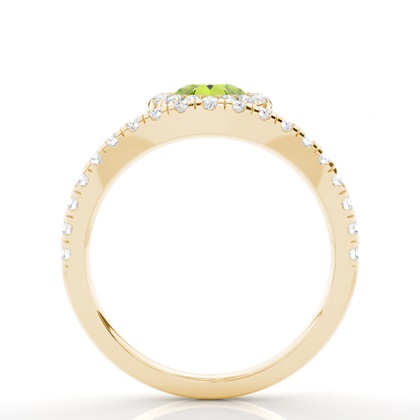 Lünette Fassung Peridot Halo Verlobungsring