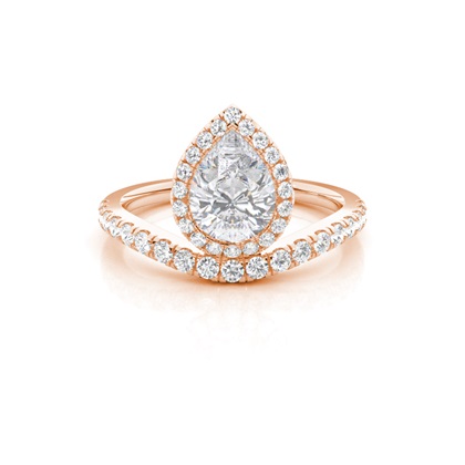Bezel Set Moissanite Halo Engagement Ring