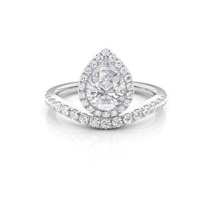 Bezel Set Moissanite Halo Engagement Ring