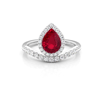 Bezel Setting Ruby Halo Engagement Ring