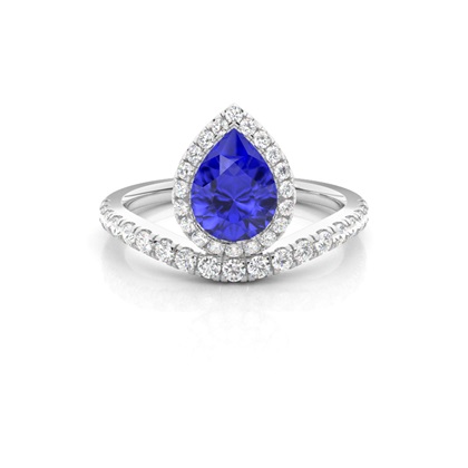 Bezel Setting Tanzanite Halo Engagement Ring