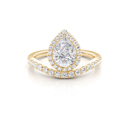 Bezel Set Moissanite Halo Engagement Ring