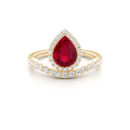 Bezel Setting Ruby Halo Engagement Ring