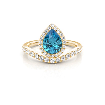 Bezel Setting Topaz Halo Engagement Ring