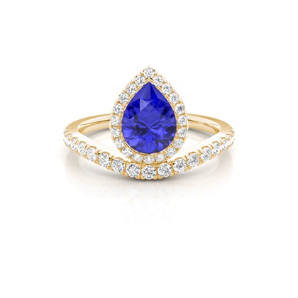 Bezel Setting Tanzanite Halo Engagement Ring