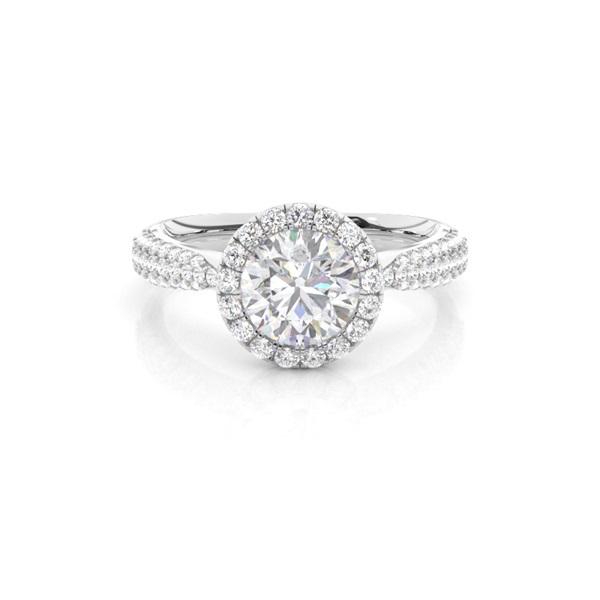 Prong Set Moissanite Halo Engagement Ring
