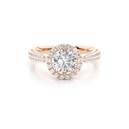 Round Rose Gold Halo Diamond Engagement Rings