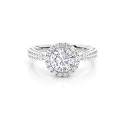 Prong Set Moissanite Halo Engagement Ring
